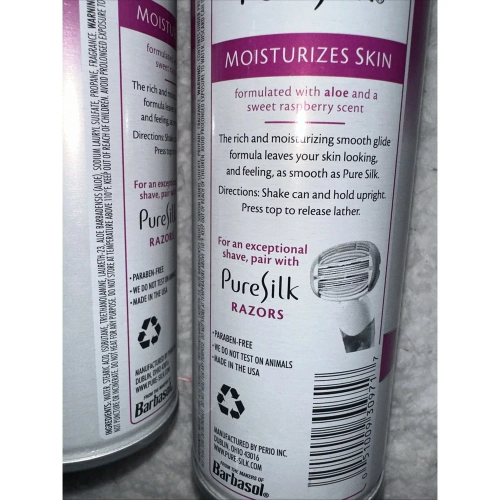 Pure Silk Shave Cream with Aloe, Raspberry Mist, 5 OZ Lot Of 2